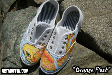 Hand Painted Shoes-Orange Flush